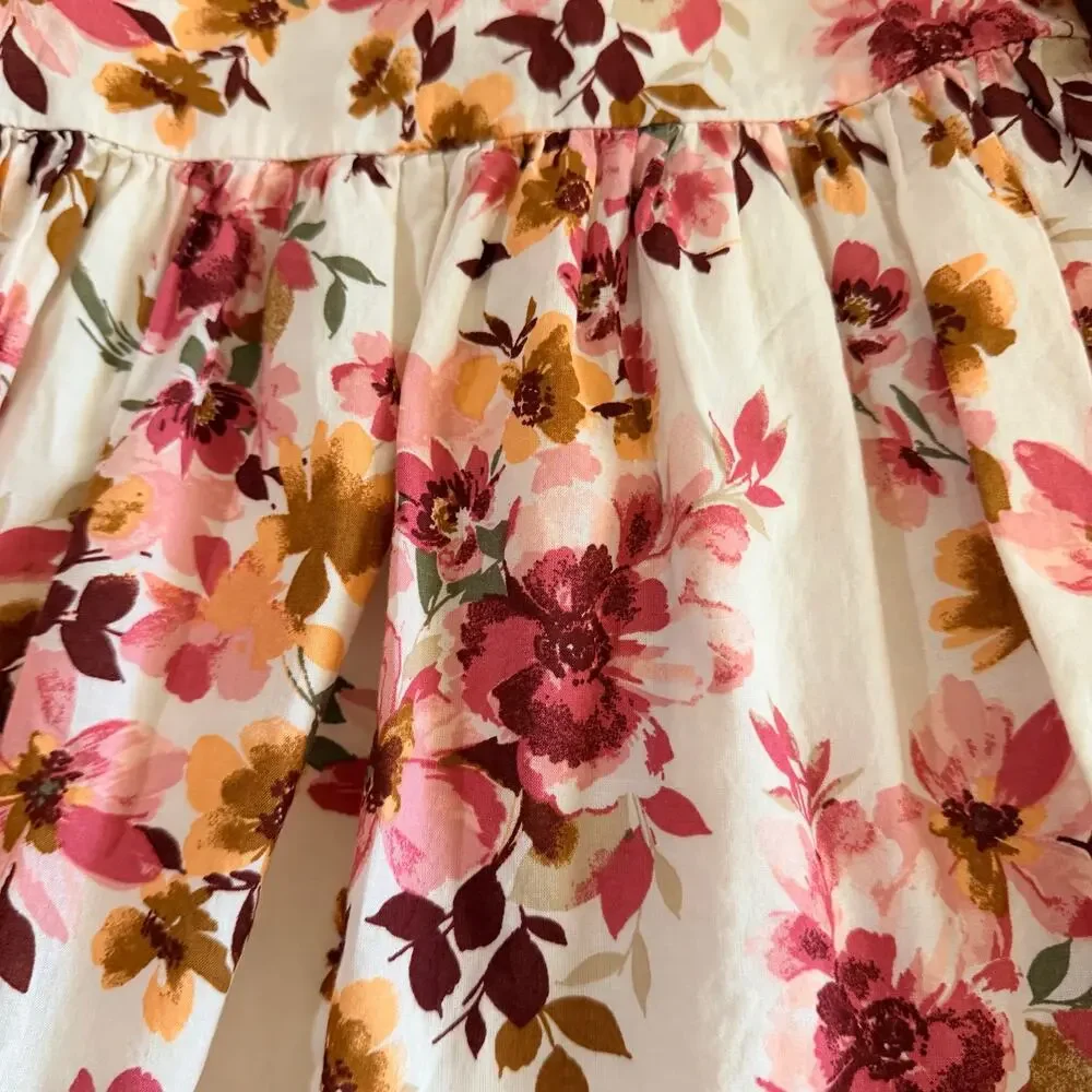 OshKosh B'Gosh Pink Red Floral Dress Size 12 Months Eyelet Layered Girls